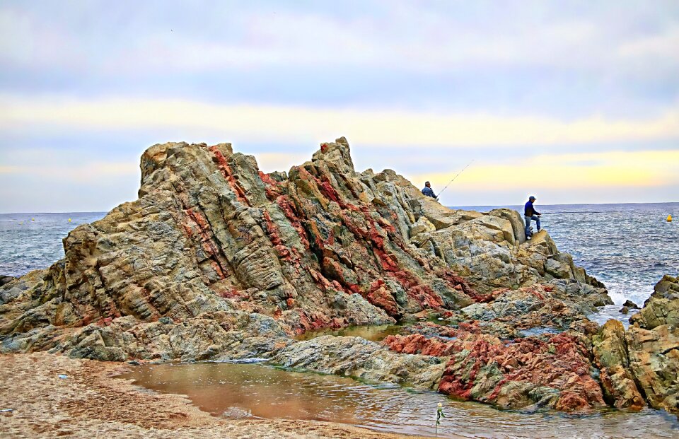 Beach fisherman seaside