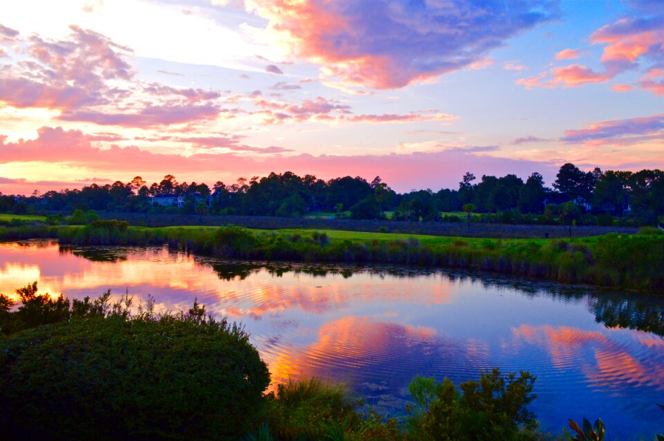 Landscape evening golf course