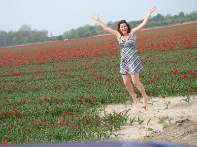 Red colorful jump photo