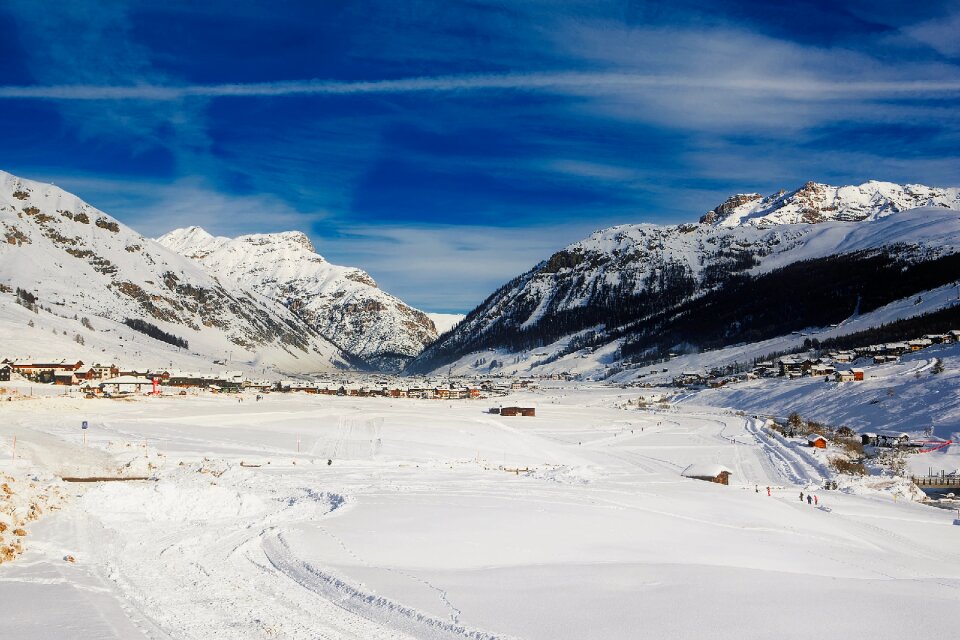 Mountains ski slope village