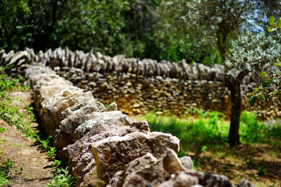 Dry stone masonry stones piled up