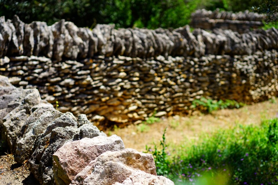 Dry stone masonry stones piled up