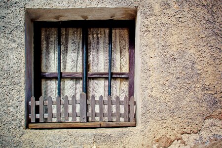 Wooden windows wood fence seedlings photo