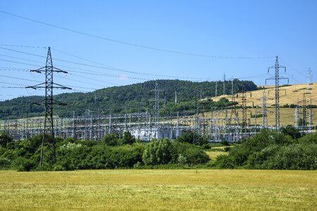 Power transmission high voltage power poles photo