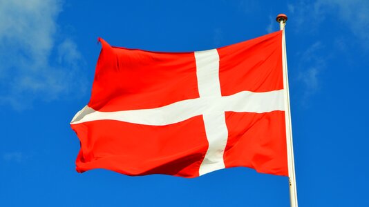 Danish flag danish blue sky photo