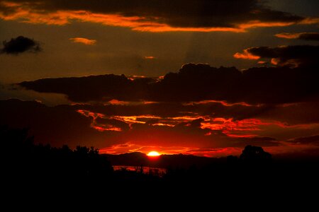 Dusk dark red sun