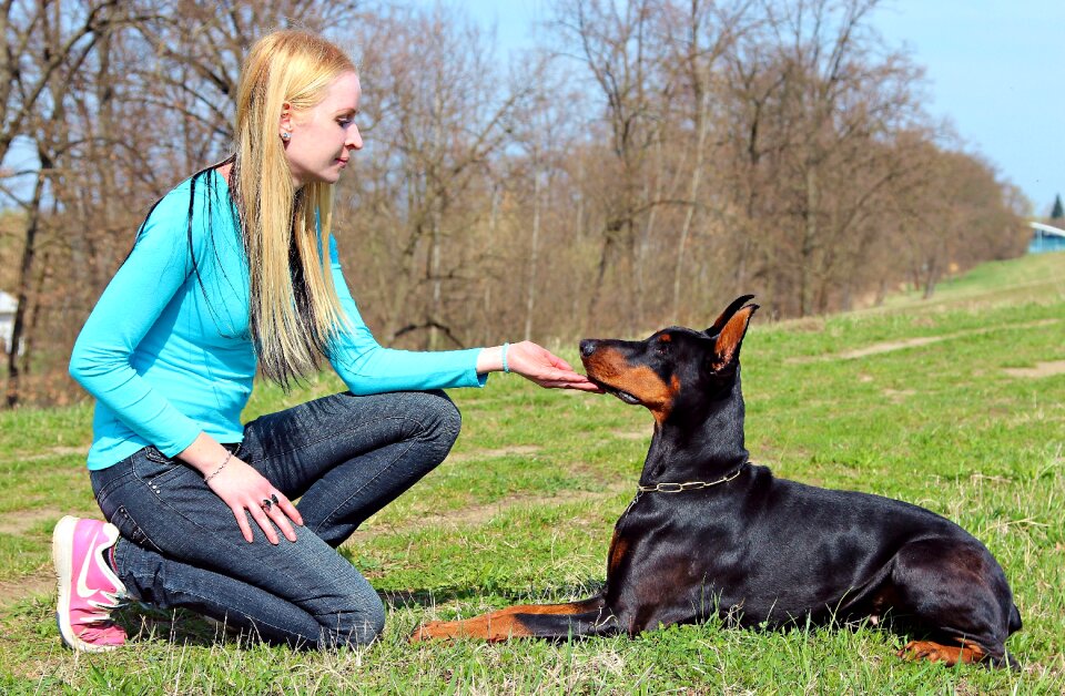 Love woman with a dog dog photo