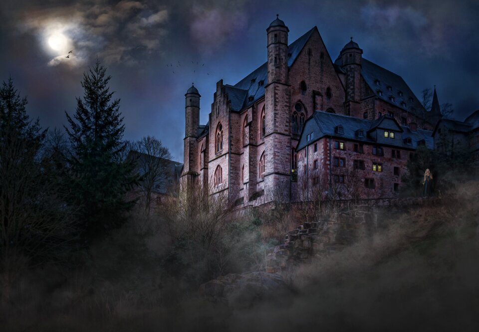 Night sky haunted castle ghost castle