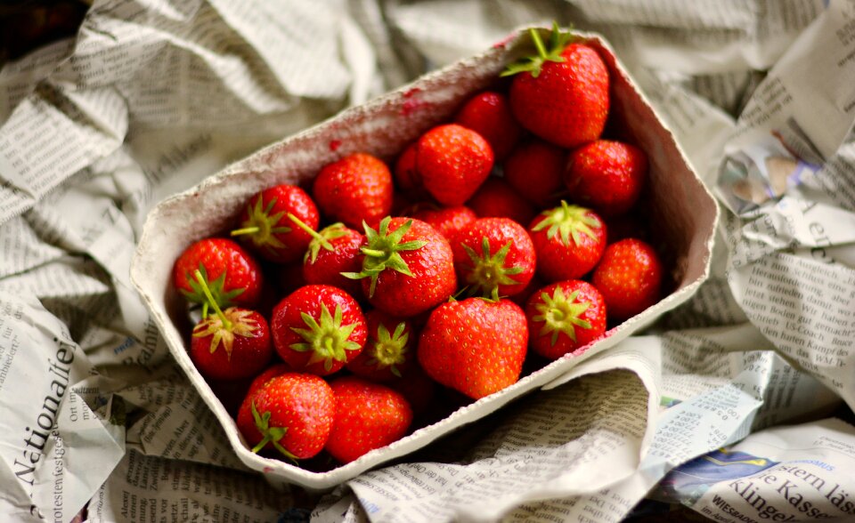 Cardboard carton strawberries eat