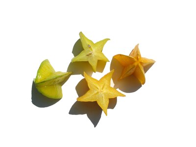 Star fruit sliced yellow green