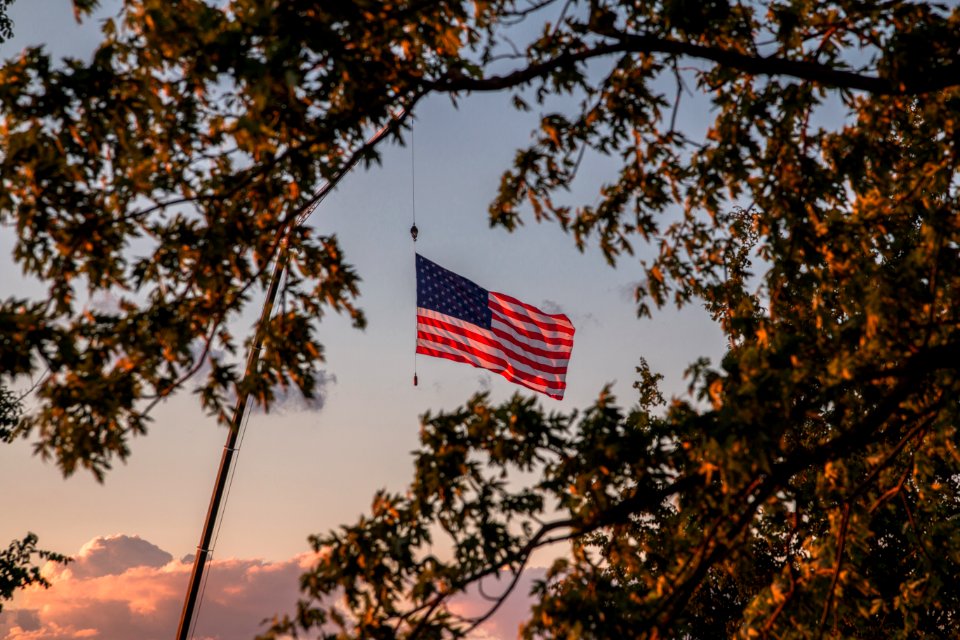 Sunset, Nature, Flag