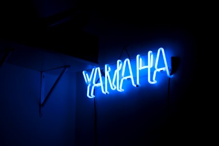 Yamaha neon light signage in the dark photo