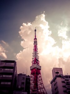 red and whtie metal tower photo