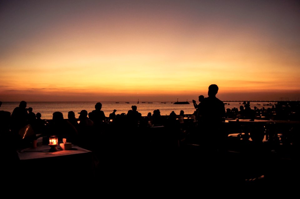 Silhouet, People, Sunset