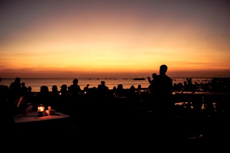 Silhouet, People, Sunset