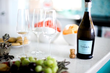 Glass, Prosecco, Food