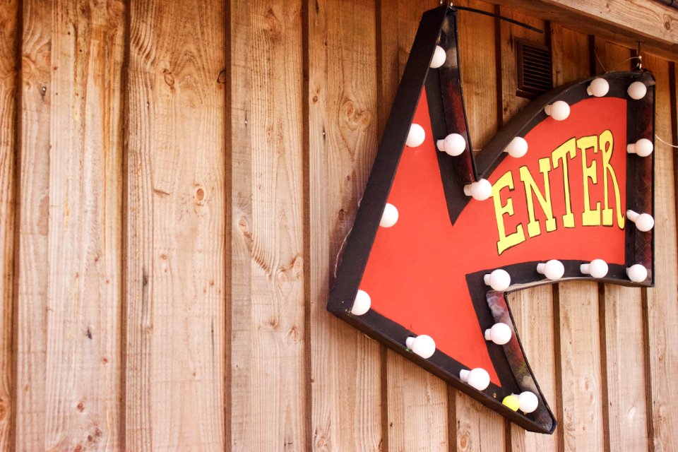 enter arrow signage wall art