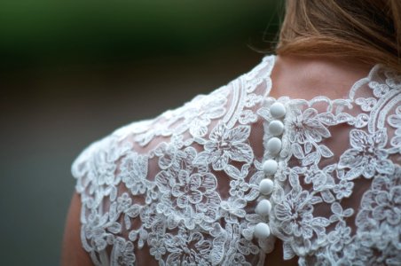 woman wearing white lace dress photo