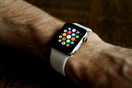 turned-on gold Apple Watch