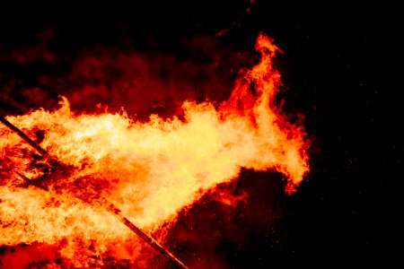 stick exposed in fire at nighttime