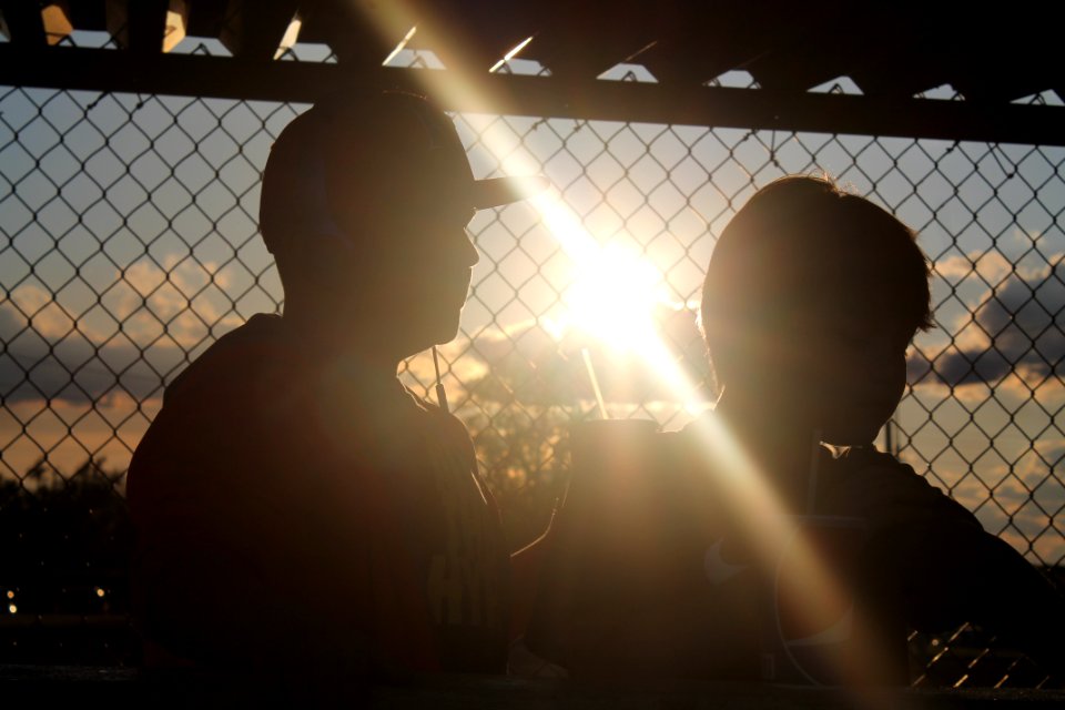 Sunset, Baseball, Dugout