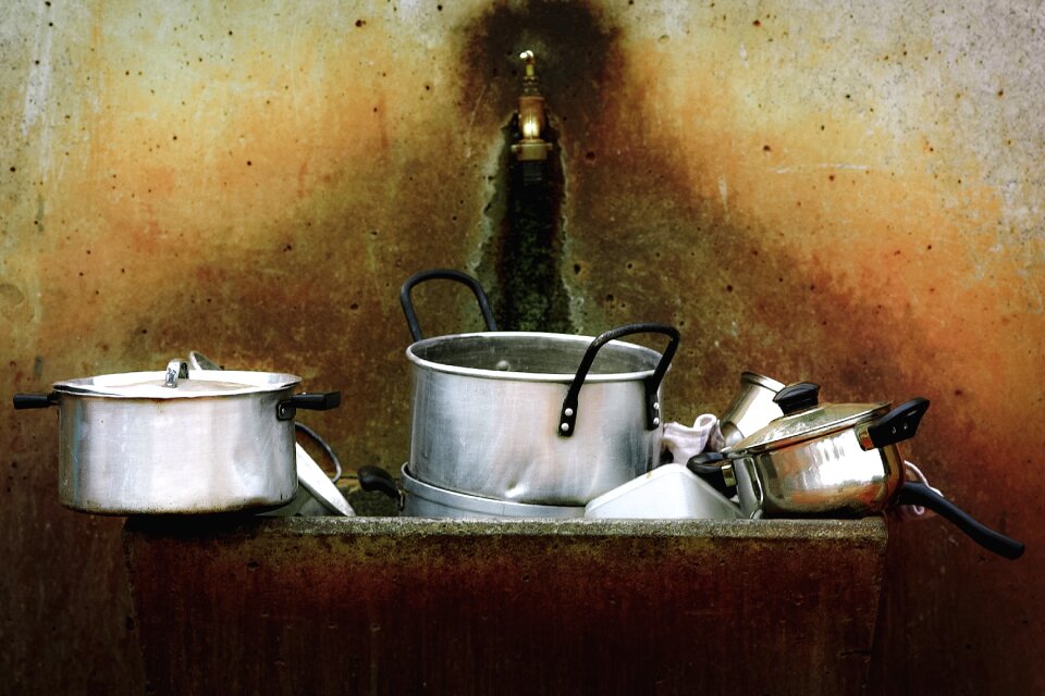 Sink stainless steel brown cooking