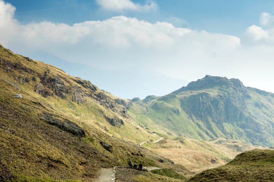 green mountains under cloudy sky photo