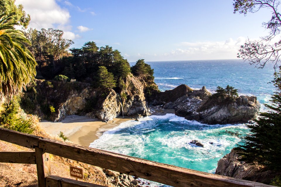 Waterfall, Ocean, Cove