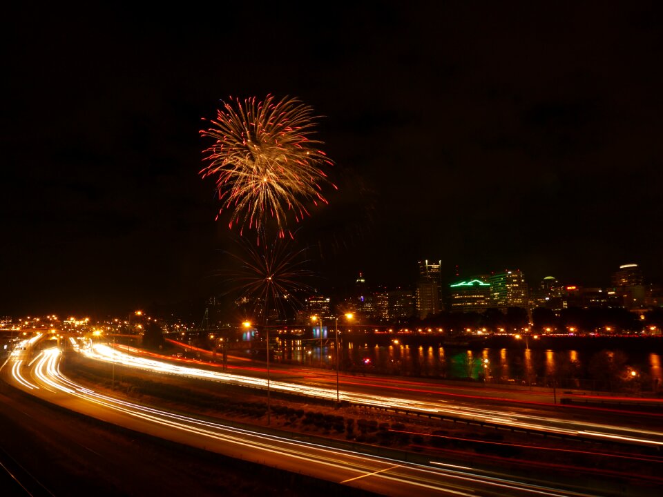 Fireworks night skyline
