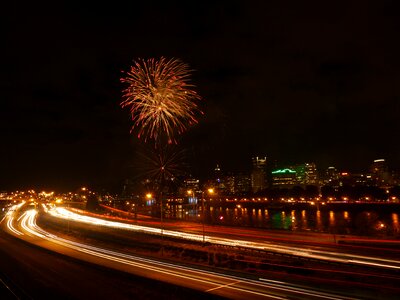 Fireworks night skyline