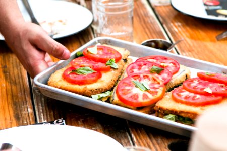 deef fried vegetables being served on a gray steel pan