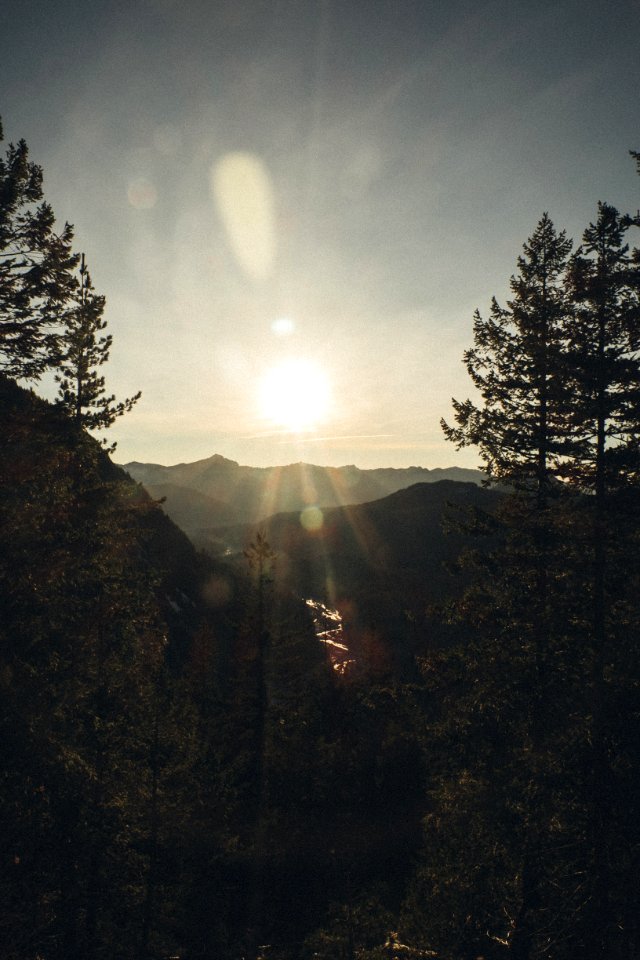Mountains, Sunset, River