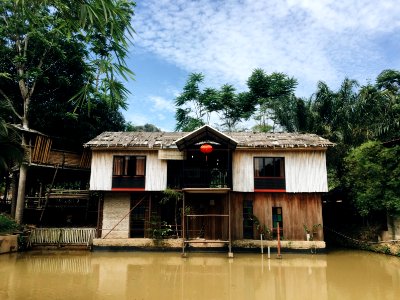 Trees, Sky, Hut photo