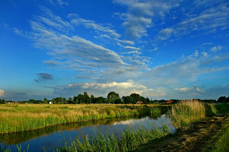 Meadow waterway countryside photo