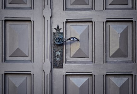 gray wooden closed door photo