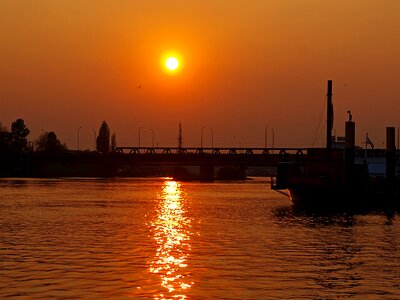 Water twilight sun