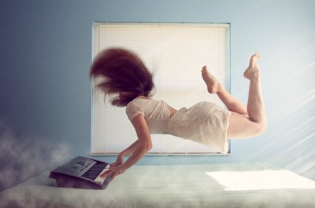 Girl, Floating, Fog