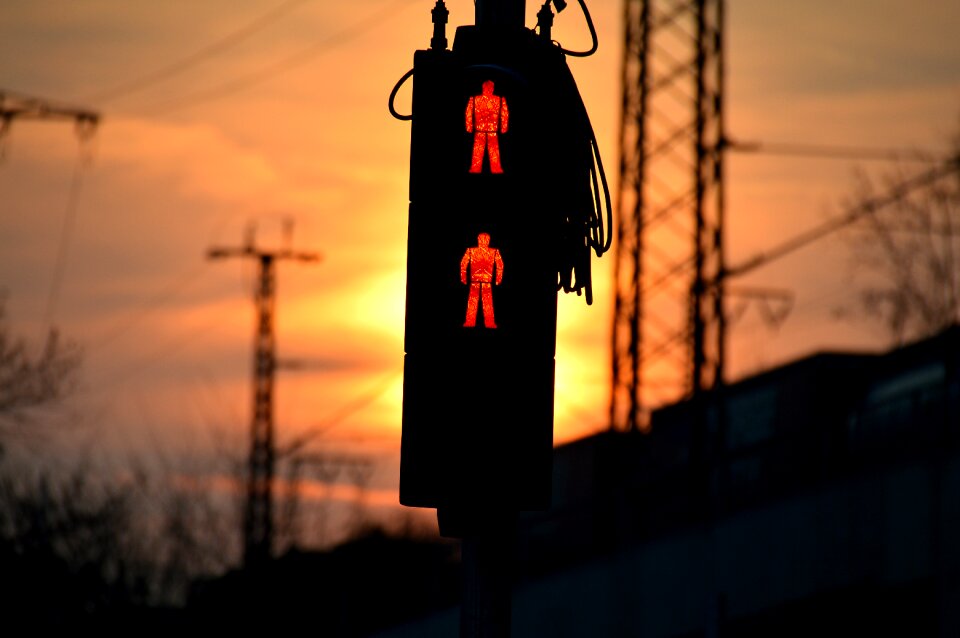 Light signal footbridge red traffic lights photo