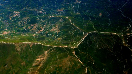 aerial photography of roads on hill photo