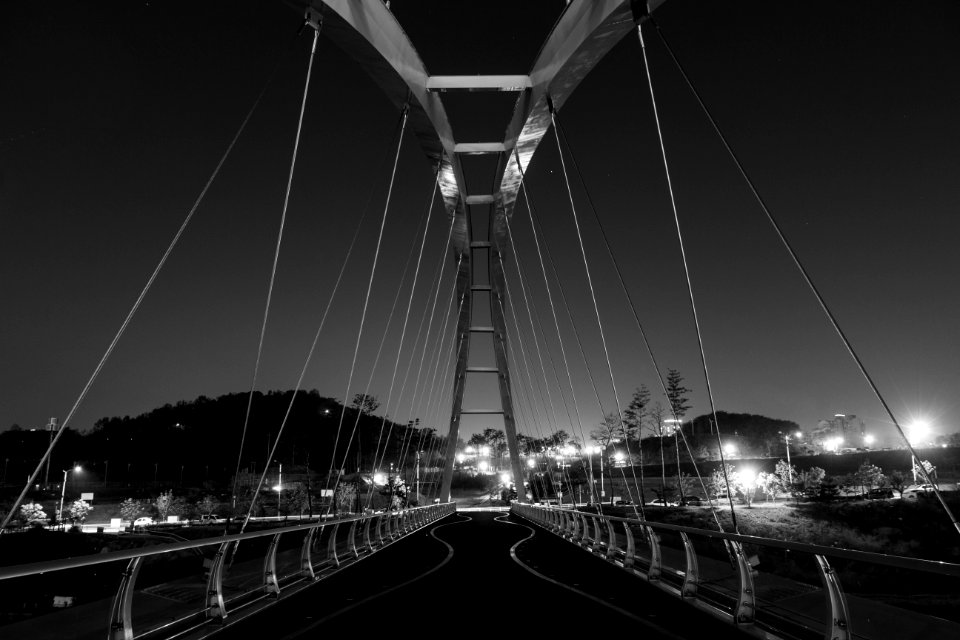 Suspension bridge, Dark, Cable photo