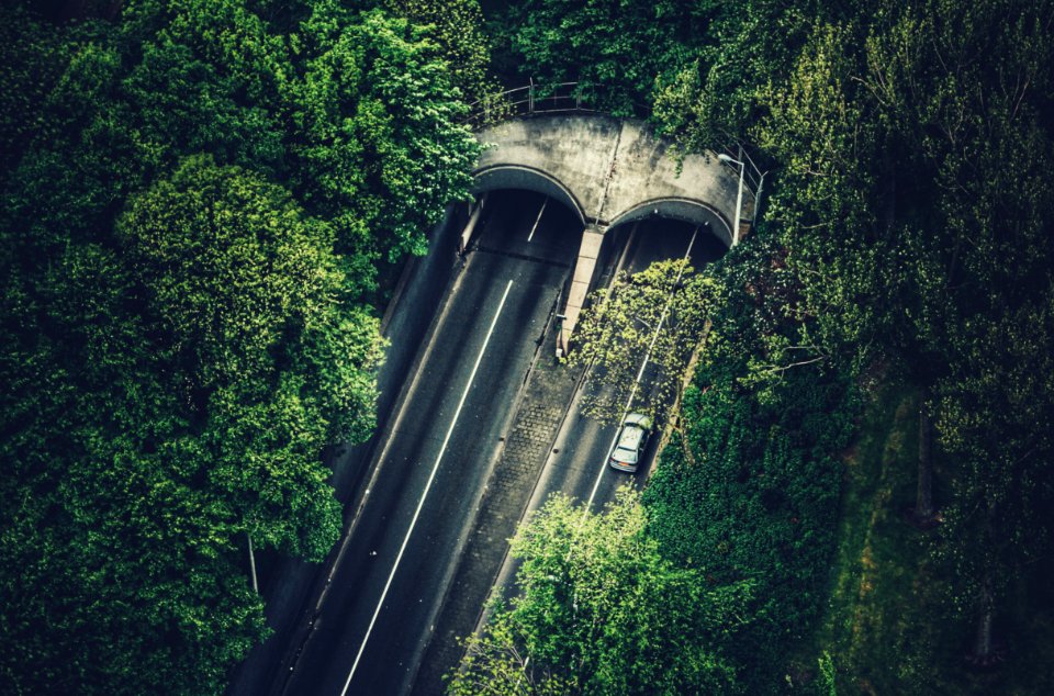 bird's eye view of tunnel