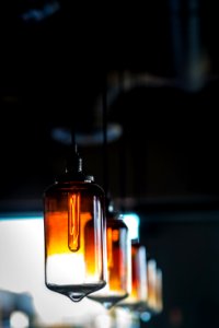 photo of white amber glass lamps