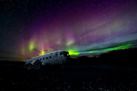 Dark night northern lights photo