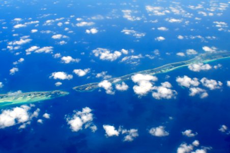 aerial photography of green island and clouds