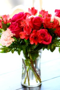 Flower arrangement, Roses, Greenery photo