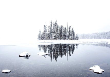 snowfield and body of water photo