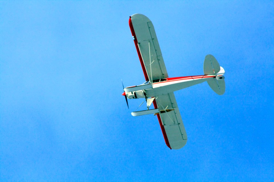 plane flying through the sky photo