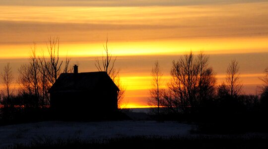 Farm evening farm house