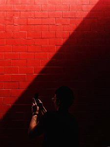person capturing red brick photo