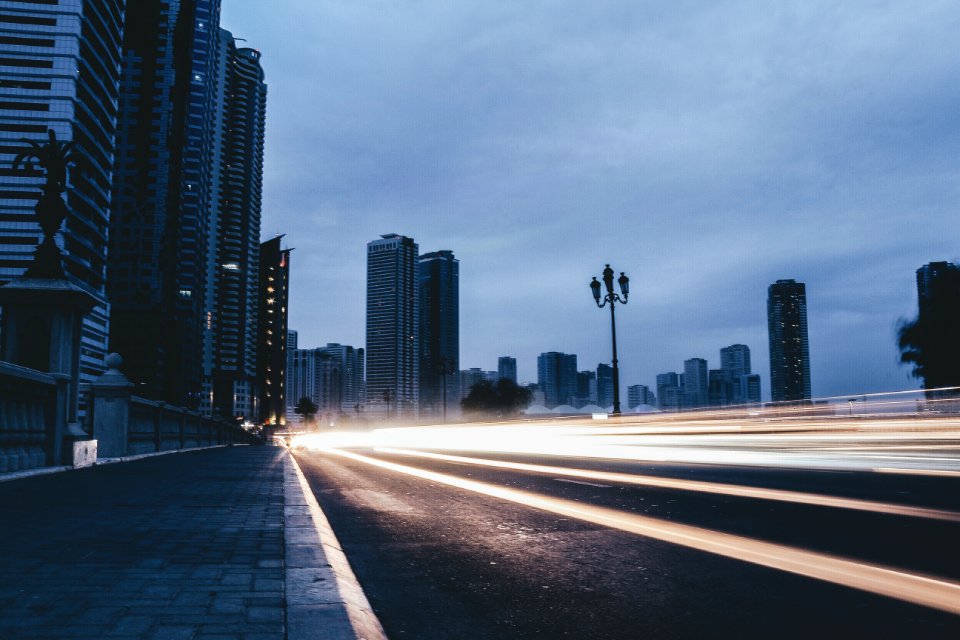 Bridge, Traffic, City lights